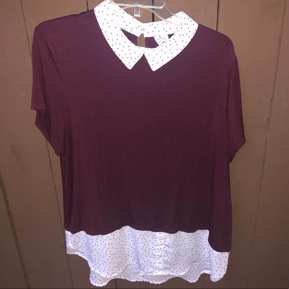 Elle collared twofer blouse
